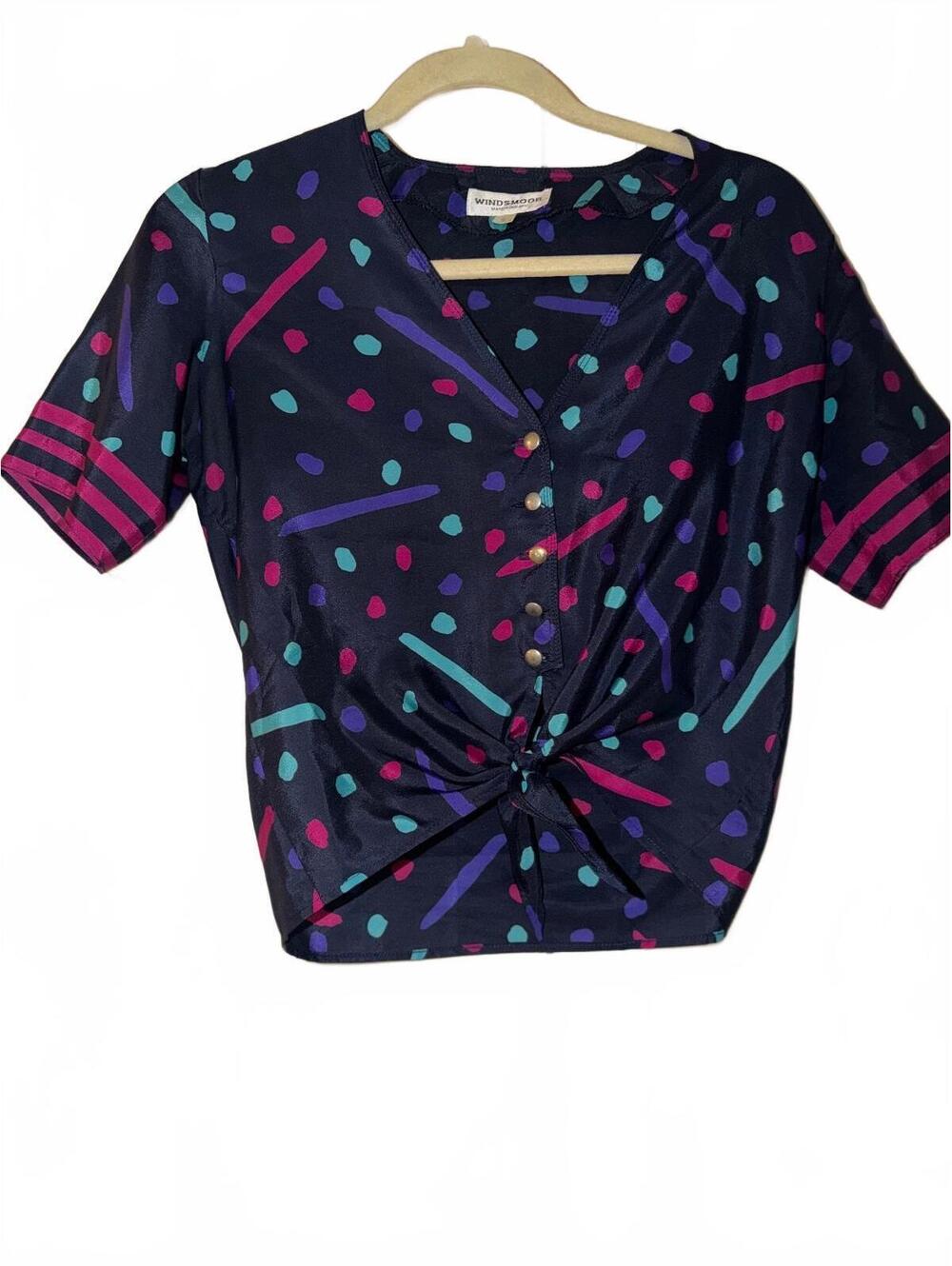 Windsmoor Tie‑Front Abstract crop Print Blouse UK 16 / US 12